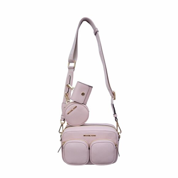 ❤️Michael Kors Sz M Crossbody Bag Jet Set Leather and Case AP Pro Pink Gold New - Picture 3 of 9